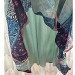 Sandra Darren  Dress Teal Green‎ Print Lined Sequin Neckline Sleeveless Size 14 Photo 3