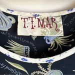 TT Mar Vintage Midi Dress Whimsical Botanical Print Rayon 90s Grunge Grannycore Black Size M Photo 3