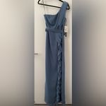 Vera Wang White by  Ruffled One-Shoulder Dress Bridesmaid Wedding Size 2 XS Blue Photo 1