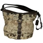 Coach Vintage Sea Horse & Carriage Chelsea Canvas Khaki/Brown Shoulder Bag Photo 0