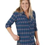 Outdoor Research Kulshan Flannel Tunic Blue Plaid Button Front Shirt Womens Med Photo 0