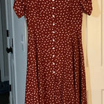 SheIn  Burgundy Floral Button Midi Dress Photo 0