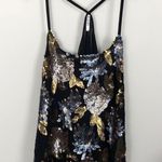BB Dakota Floral Metallic Sequin Sheer Back Tank Photo 2