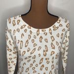 Banana Republic Charlene cheetah print white 3/4 sleeve cotton blend sweater M Photo 4