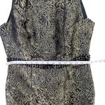 Carmen Marc Valvo Dress 10 Black Gold Floral Brocade Jacquard Beaded Cocktail Photo 9