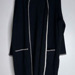 Magaschoni  Sweater Jacket Open Front Black White Trim‎ Long Midi Blazer Women 1X Photo 0