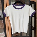 Daily Drills  varsity baby tee logo patch contrast trim ribbed short sleeve crop Photo 0