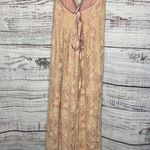 Lulus  Stolen Moments Dusty Pink Lace-Up Lace Maxi Dress Lg NWT Photo 3