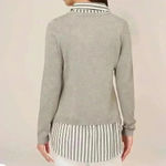 Adrianna Papell Adrianna Papell Sweater Women's Large Layered V-Neck Grey Ivory Formal Casual Photo 2
