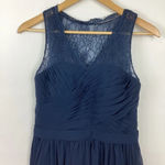 Azazie  Pleated Lace Chiffon Dress Blue Photo 1