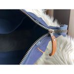 Bass Navy Blue Canvas Tote Bag with Beige Handles Photo 4