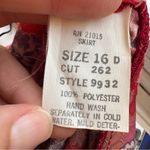 Vintage 70s Red Floral Pleated Knee Length Skirt Womens 16 Sheer Boho Peasant Pink Photo 9