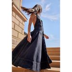 Free People Soundwave Denim Halter Maxi Dress in Black Size XL Bohemian Photo 2