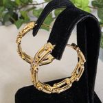 Gold Filled U Link Chain Hoop Earrings with CZ Photo 2