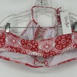 NEW Rose Gal Size 3X High Neck Halter Bikini Top Red Open Lattice Beaded Photo 4