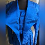 Vintage Horchow blue silk rose monochrome two piece skirt suit, size 10 Photo 2