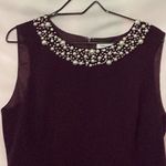 Calvin Klein Deep Purple Dress Embellished FAUX PEARL Neckline WOMENS SIZE 14 Photo 12