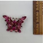 Vintage Pink Rhinestone Butterfly Brooch Gold Tone Sparkly Costume Jewelry Photo 3