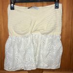 ZARA 400. strapless eyelet cream and white knit top size large Photo 1