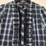 J.Crew  Embellished Button-Up Shirt in Forest Tartan Plaid Medium Photo 4