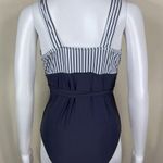 Unknown Brand One Piece Tie Waist Pinstriped Swimsuit Gray Size L Photo 4