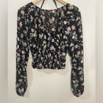 Free People Ruched V-neck Floral crop top black xs Photo 2