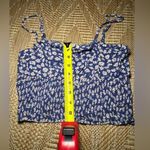 American Eagle  Women's Blue Flower Print Crop Top, Ruched Tank Top, Size S Photo 3