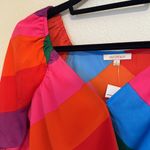 Skies Are Blue  Colorful Geometic Puff Sleeve Top Photo 2