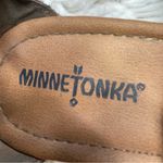 Minnetonka  Merriam Suede‎ Leather Fringe Sandals Tan Brown Low Wedge Women’s 9 Photo 10
