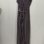 Monteau LA Wide Leg Size XL Jumpsuit Dark Navy Color with White & Red Stripes Photo 2