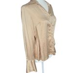 Fred David Vintage Light Tan 100% Silk Blouse Top with Ruffle Cuffs Small Photo 1