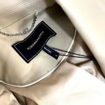 BCBGMAXAZRIA NEW  Latte Tan Faux Vegan Leather Oversized Fit Minimalist Blazer L Photo 9