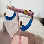 Alexis Bittar Retro Memphis 14K Yellow Goldplated Half-Hoop Earrings, Blue, NWT Photo 4
