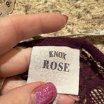 Knox Rose  Maroon Thermal Knit Crochet Blouse Medium Photo 6