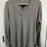 Andrew Marc Women's Gray Ribbed V-Neck Sweater S Photo 0