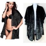 Victoria's Secret Victoria’s Secret Crushed Velvet Open Kimono M/L Black Over Lingerie Soft Sexy Photo 1