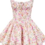 Miss Rosier NEW Kara Floral Print Cotton Mini Dress Bridgerton Victorian Tea Pink Photo 1