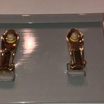 Vintage Clip On Gold Tone & Brown Snake Print Retro Oval Earrings Black Photo 2