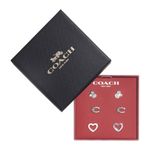 Coach  Silver Crystal C Logo, Stone and Heart Earring Stud Set Trio Earrings NEW Photo 0