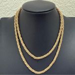 Monet Vintage  Signed Two-tone Gold & Silver Twisted Rope Chain 27" Necklace 29g. Photo 3