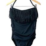 Swimsuits For All Fringe Bandeau One Piece Black Size 16 Photo 0