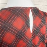 Red Plaid Ruched Sleeve Blouse Top Size Small Holiday Academia Preppy Office Photo 5