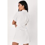 Lulus  Central Park Sweetie White Linen Collared Button-Up Mini Dress Photo 2