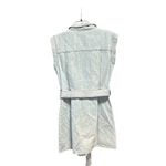 Blue Blush  Denim Mini Dress Light Wash Tie Waist Utility Pockets Size Large Photo 2