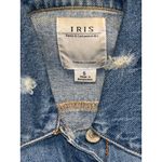 Iris  Blue Denim Jacket Fringe Hem Distressed Size Small Photo 1