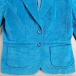 Petite Sophisticate Womens Blazer 2 Blue Velour Jacket Cropped Stretch Pockets Photo 8