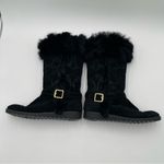 Coach Deeann Black Boots Fur Trim Gold Buckle Black Mid-Calf A7294 Size 9B Photo 10