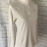 Under Armour Women M Heatgear 1/4 Zip Textured Mock Neck Longsleeve Pullover Top White Photo 2
