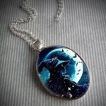 Gothic Aesthetic Oval Witch Avatar Zinc Alloy Necklace Trendy Silver Plated‎ Photo 5