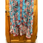 Johnny Was  Hazel Trapeze Tunic Dress Aqua Flower Embroidered Tank M Cupra Rayon Photo 2